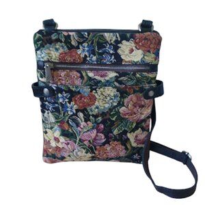 Patricia Nash Black Leather and Tapestry Prizzi Crossbody